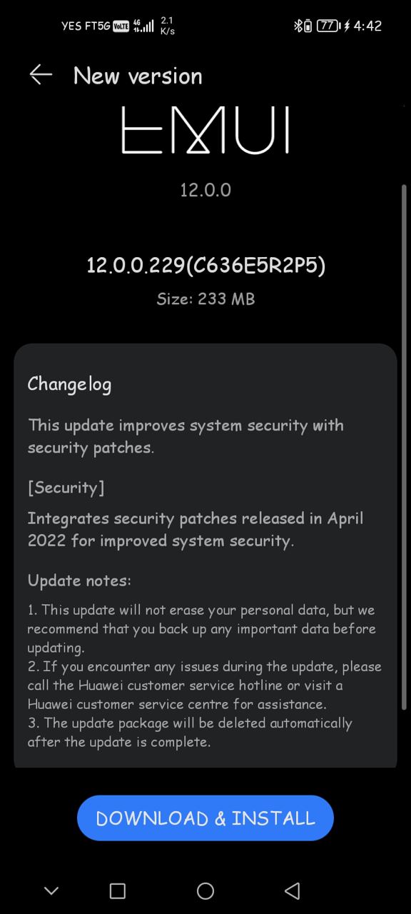 Huawei Nova 7 EMUI Update