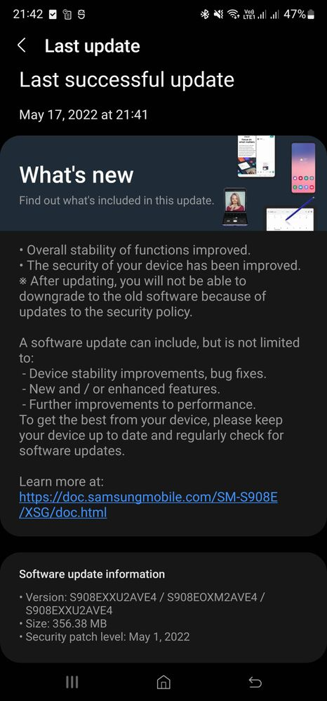Galaxy S22 One UI Software Update