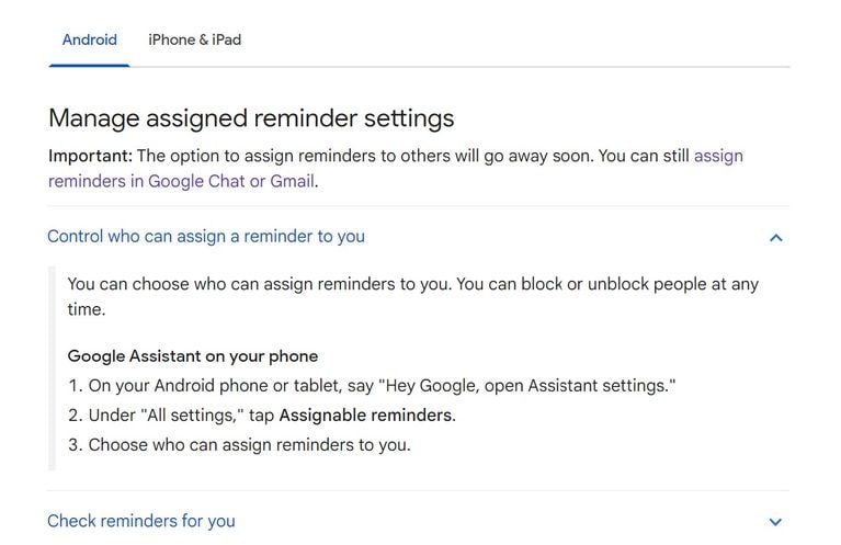 Google Assistant reminders 