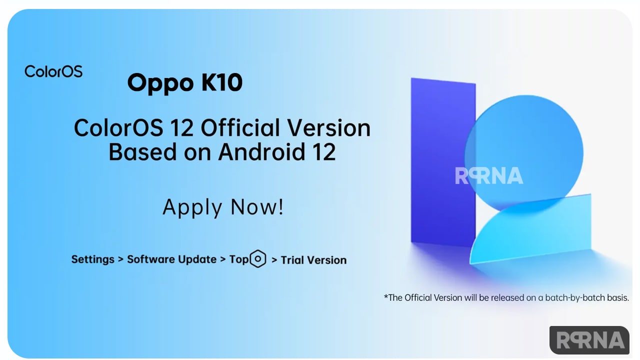 OPPO K10 Android 12 Update
