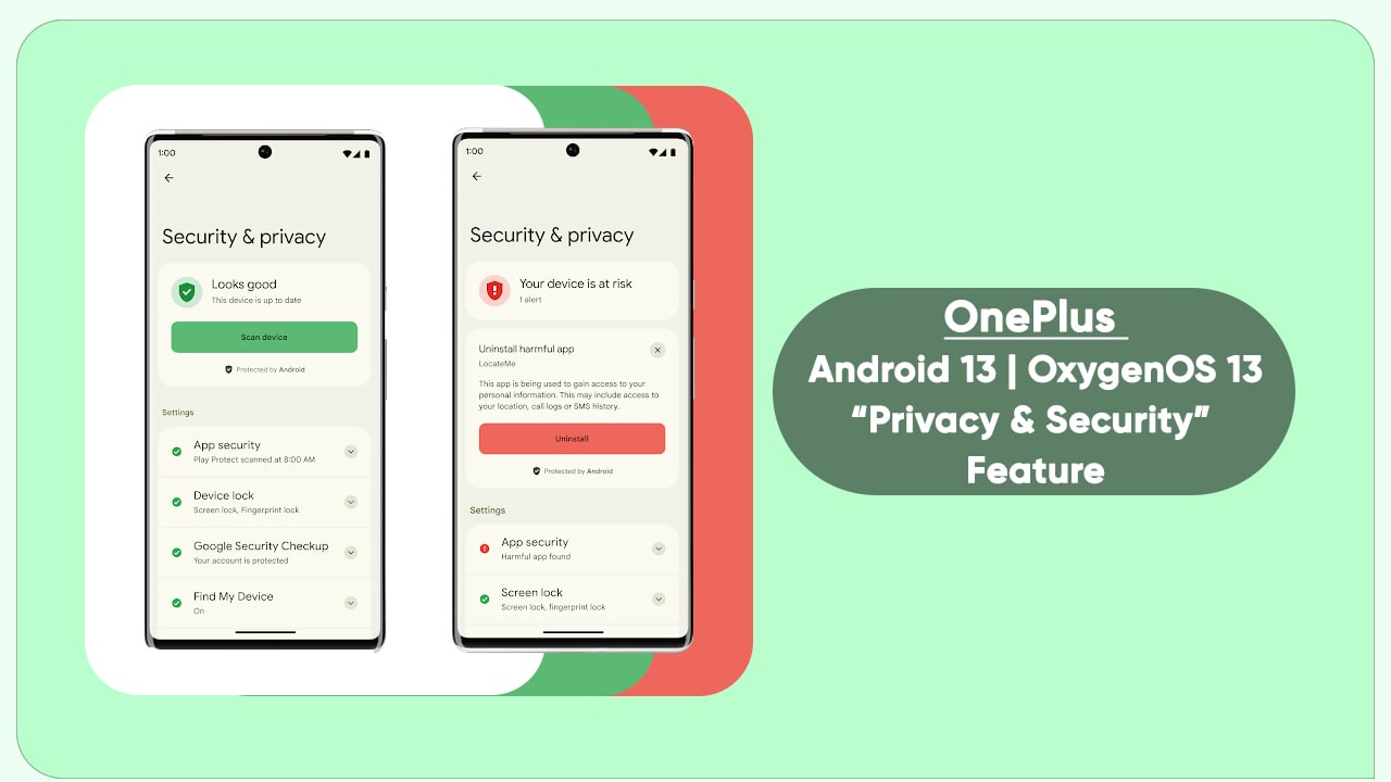 OnePlus Android 13 Security and Privacy Settings 