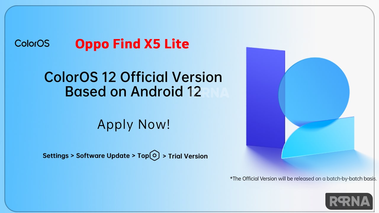 Oppo Find X5 Lite Android 12 ColorOS 12 update