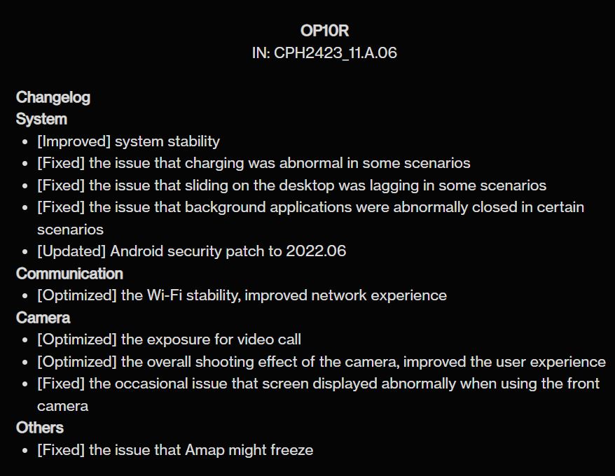 OnePlus 10R A.06 