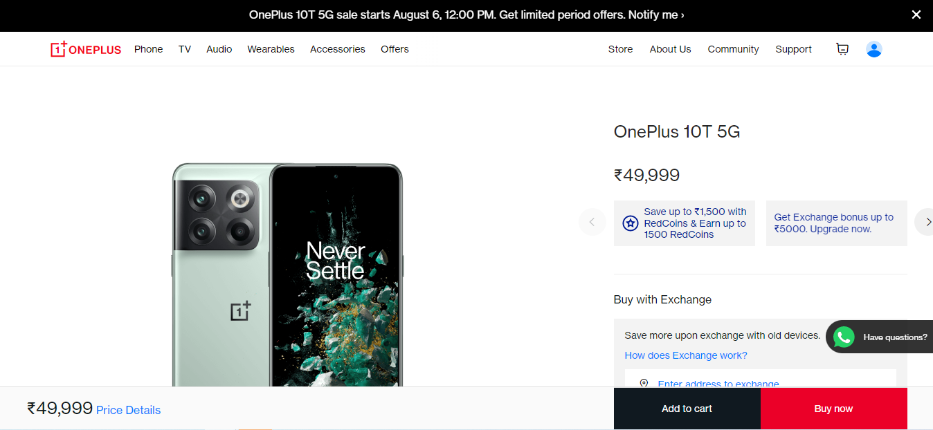 OnePlus 10T Sale India