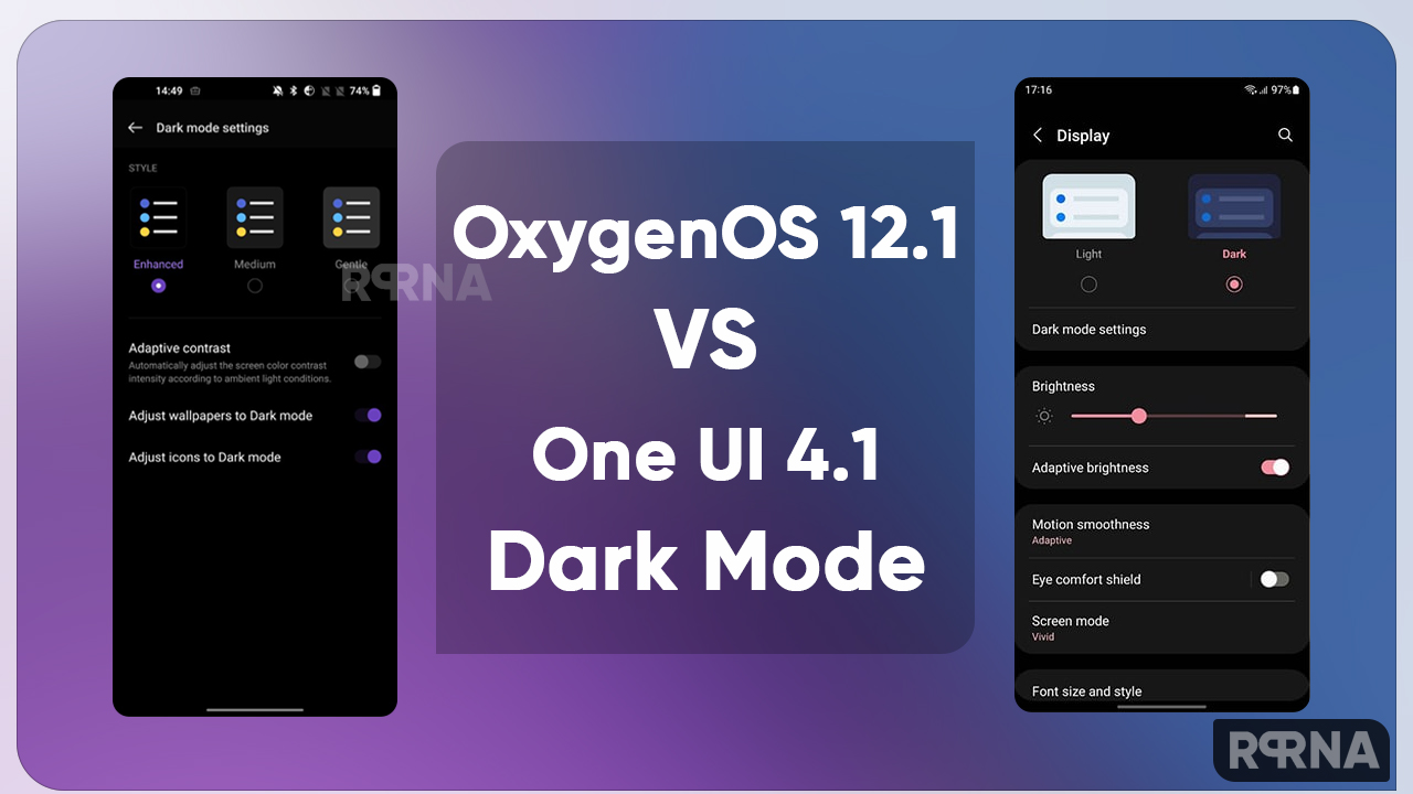 OxygenOS 12.1 One UI 4.1 Dark Mode