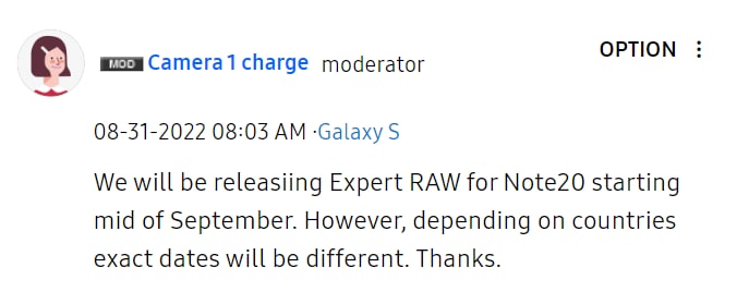 Samsung Note 20 Expert RAW