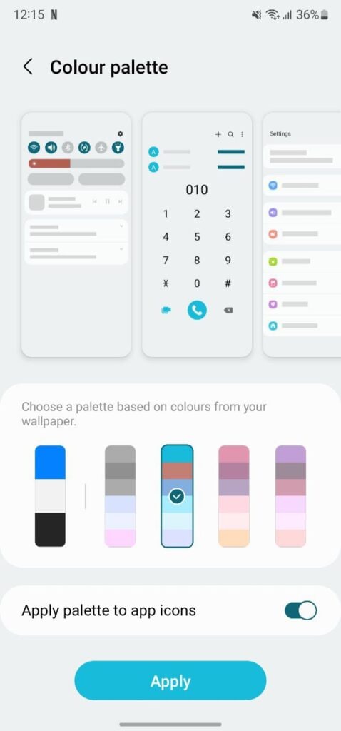 One UI 4.1 Color Palette