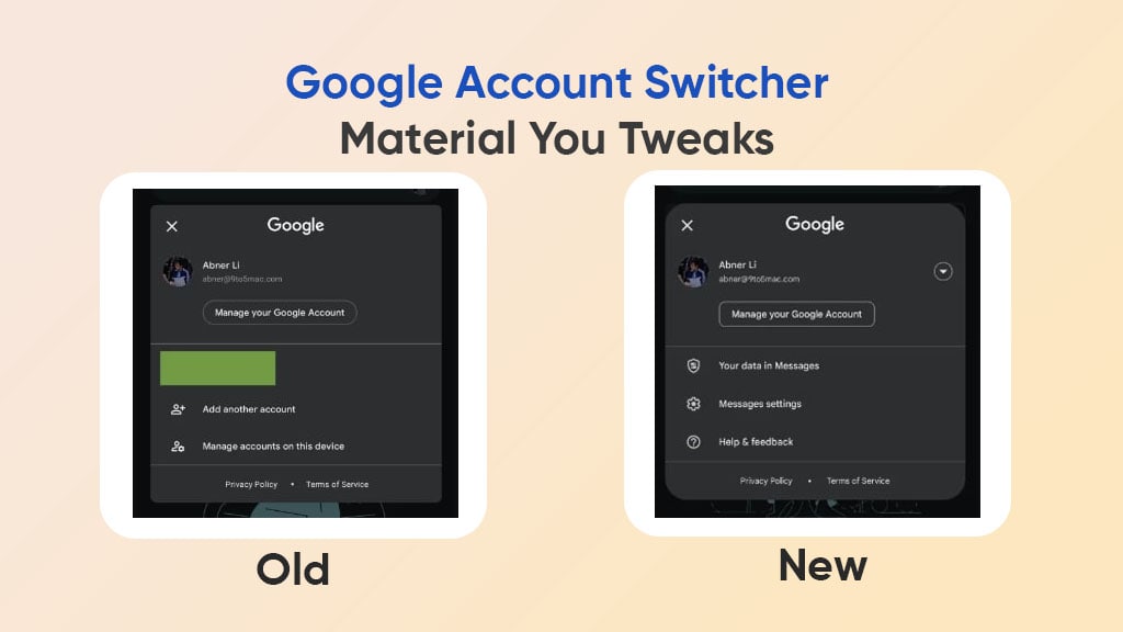 Google Account Switcher Material You