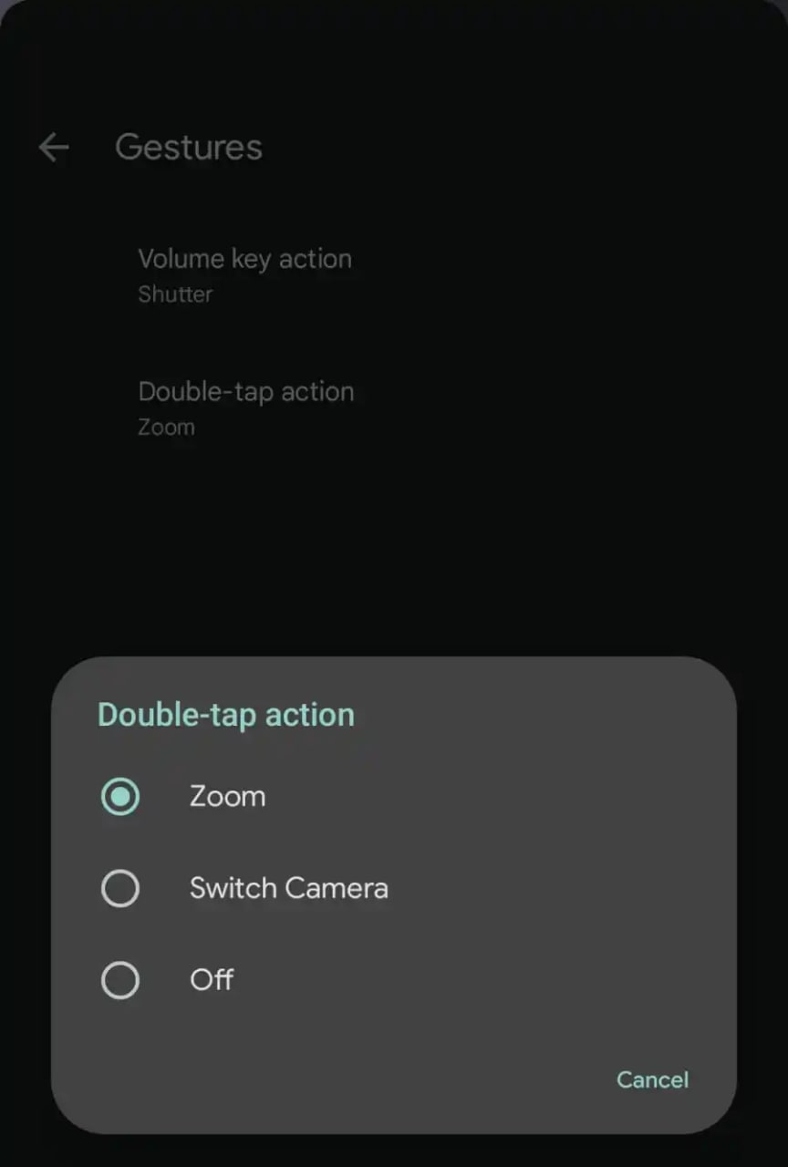 Double tab action Google Camera 8.7
