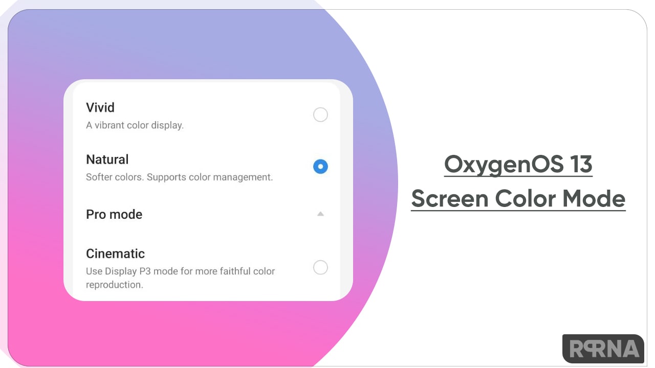 OxygenOS 13 Screen Color Mode