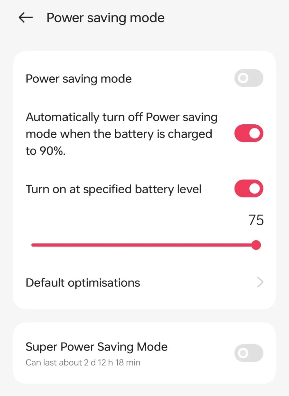 OnePlus OxygenOS 13 battery save