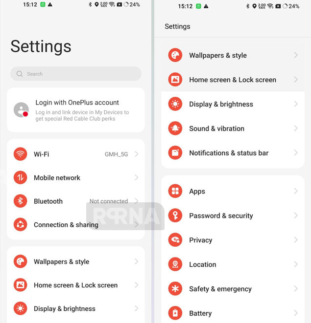 OnePlus OxygenOS 13 Settings user interface