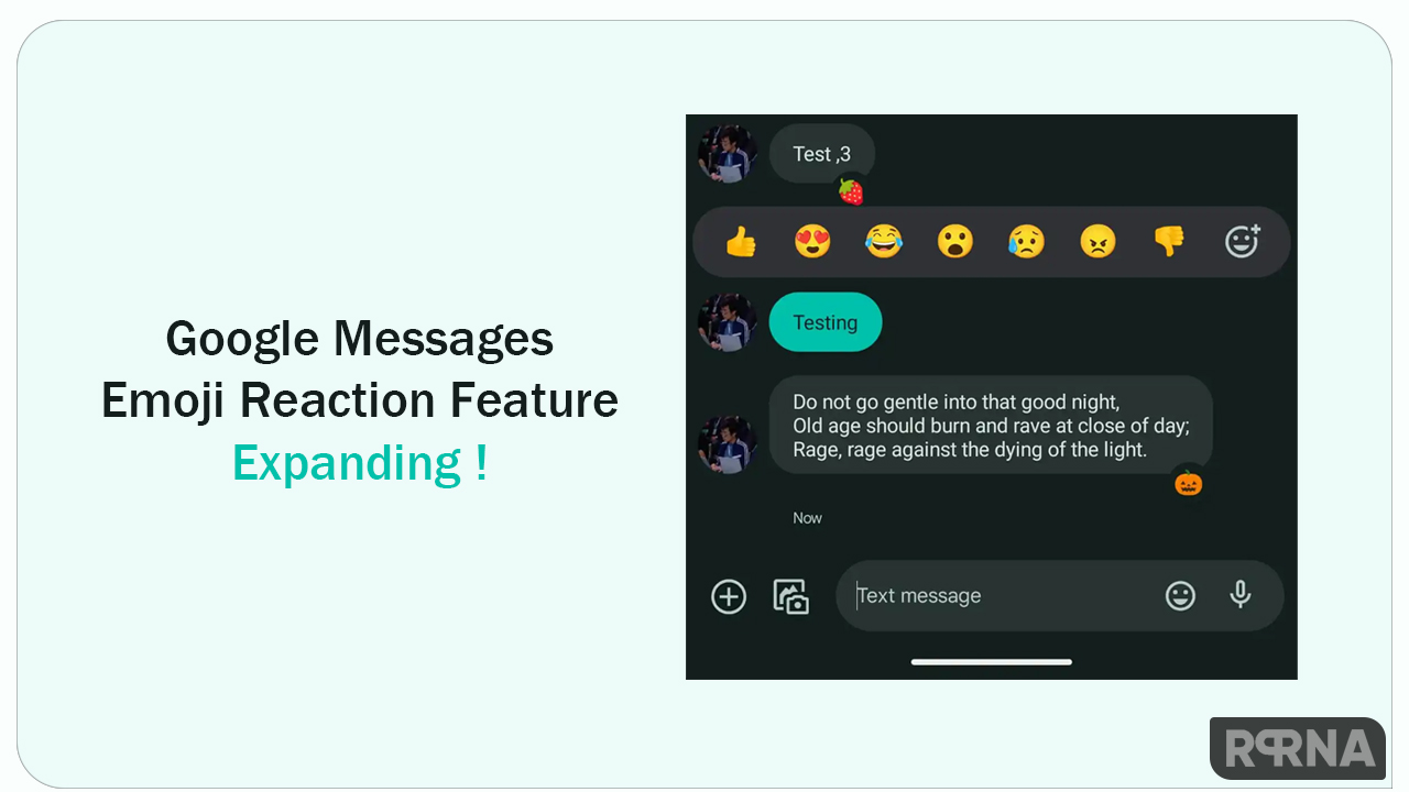 Google Messages emoji reaction feature