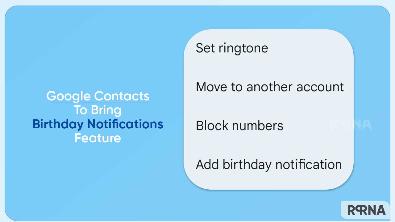 Google Contacts birthday notifications feature