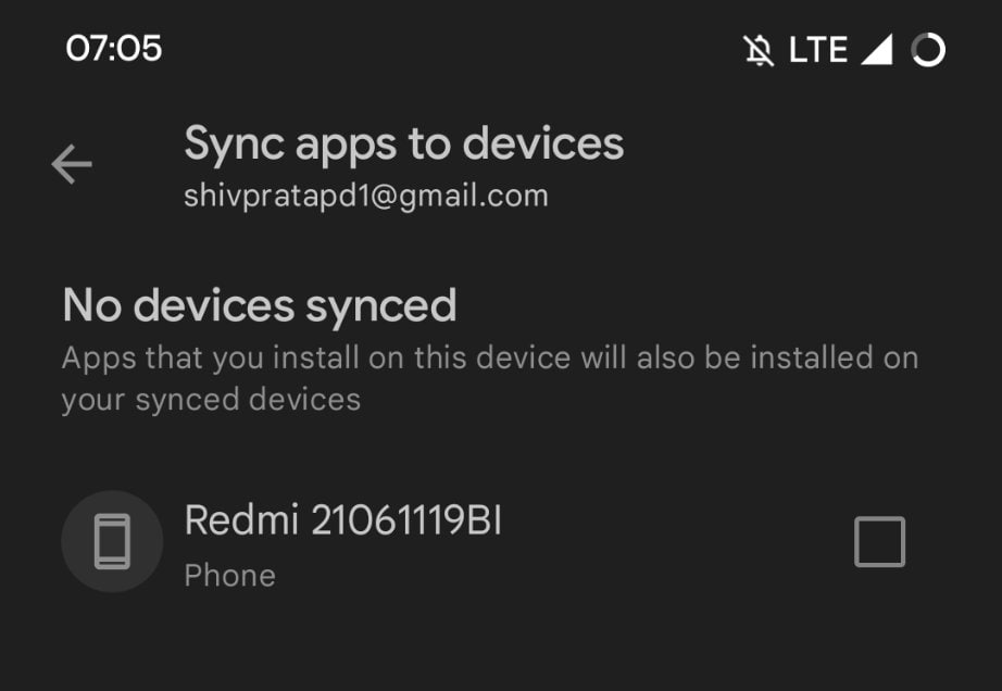 Google Play Store sync apps feature