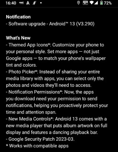 Nokia G20 Android 13 update