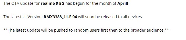 Realme 9 April 2023 update