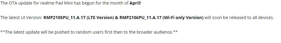 Realme X7 Pro Pad Mini April 2023 Update