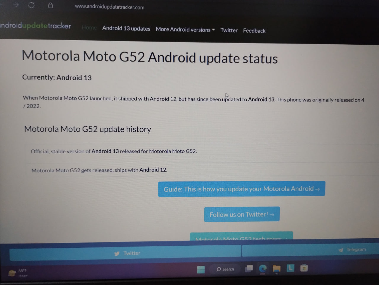 Motorola G52 Android 13