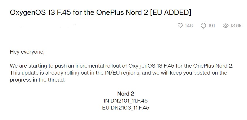 OnePlus Nord 2 May 2023 Europe