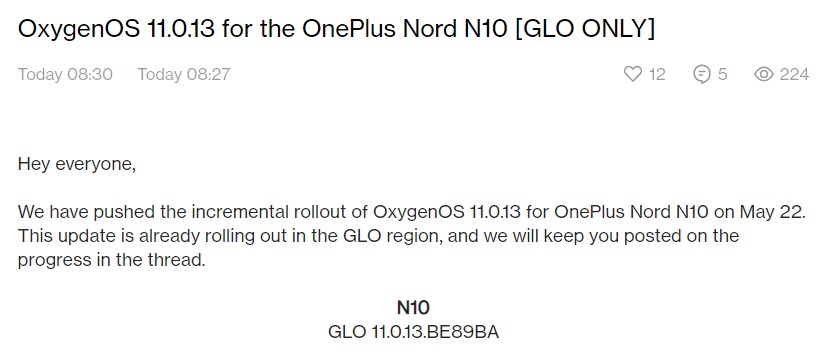 OnePlus Nord N10 May 2023 patch