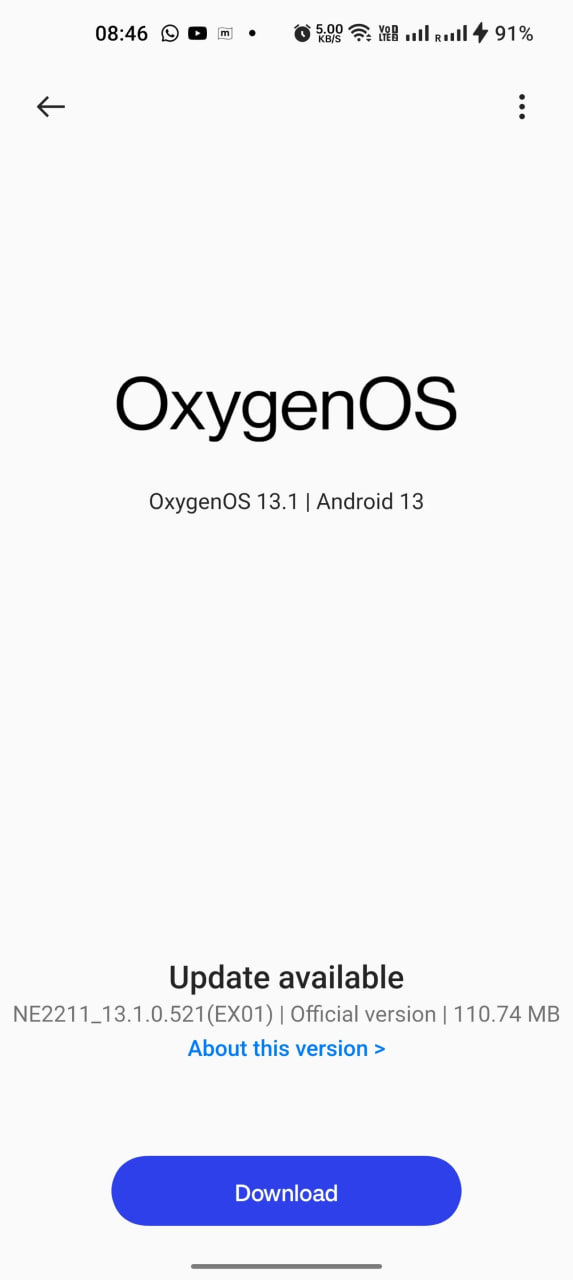 OnePlus 10 Pro OxygenOS major update