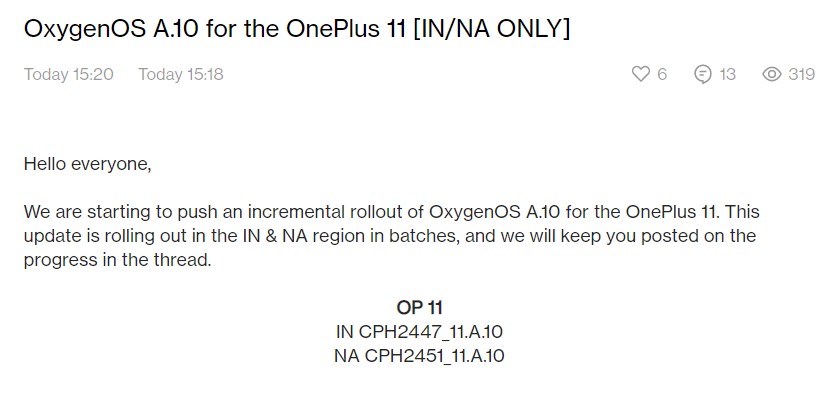OnePlus 11 April 2023 North America