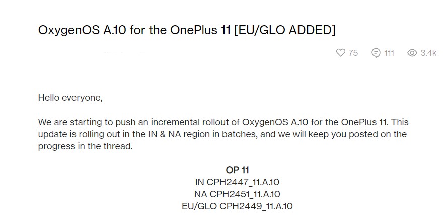 OnePlus 11 April 2023 global