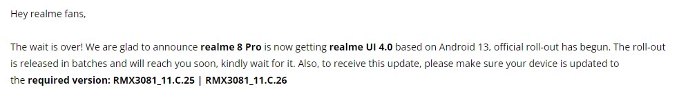 Realme 8 Pro stable Android 13