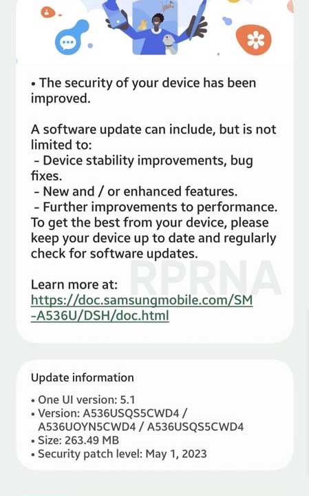Samsung Galaxy A53 May 2023 update US
