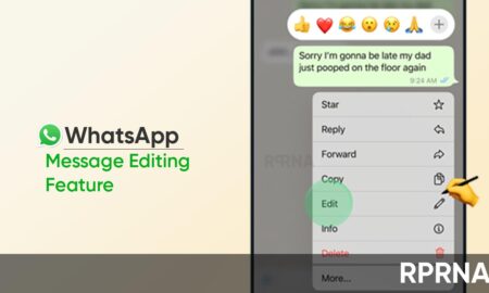 WhatsApp message editing feature