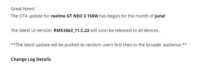 Realme GT Neo 3 June 2023 firmware
