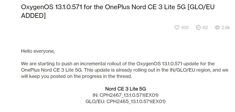 OnePlus Nord CE 3 Lite May 2023 global