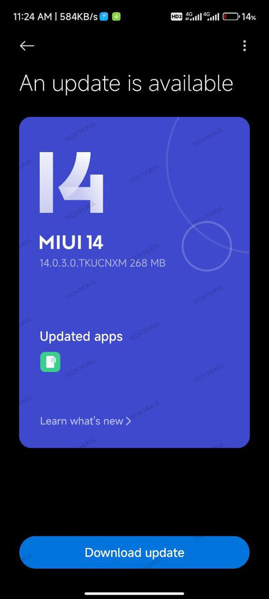 Redmi 10 Prime MIUI 14 update