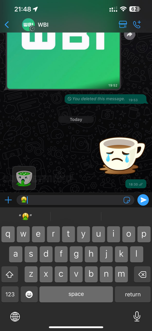 WhatsApp Sticker Suggestions iOS