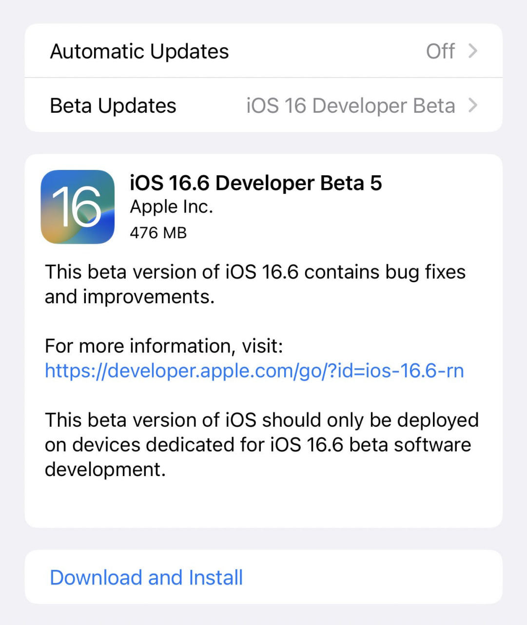 Apple iOS 16.6 beta 5