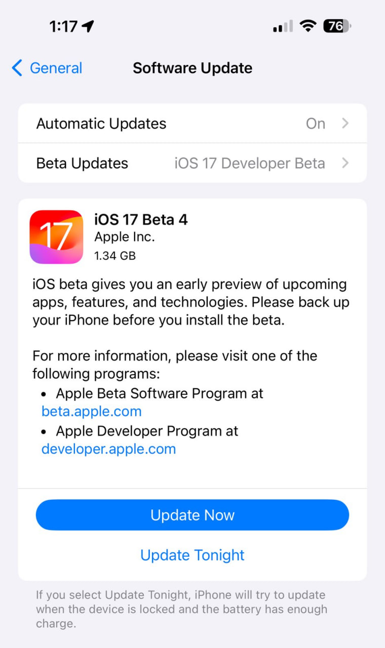 Apple iOS 17 Beta 4