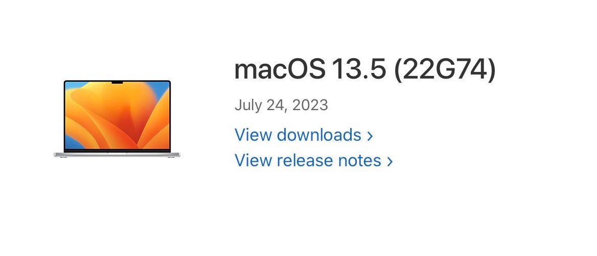 Apple macOS 13.5 stable update