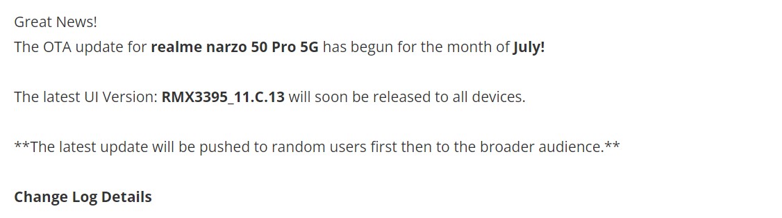 Realme 9 Pro+ Narzo 50 July 2023 update