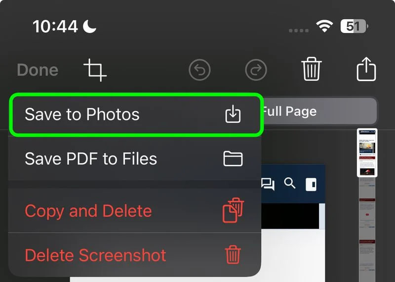 iOS 17 beta Save to Photos screenshot