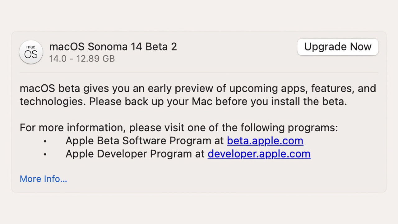 Apple macOS 14 open beta 2