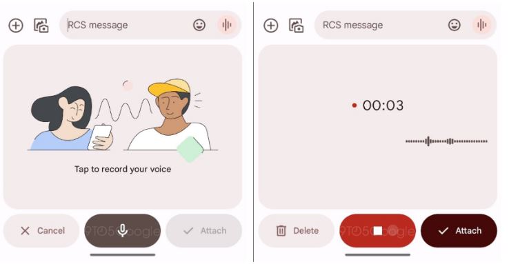 Google Messages Voice Recorder UI