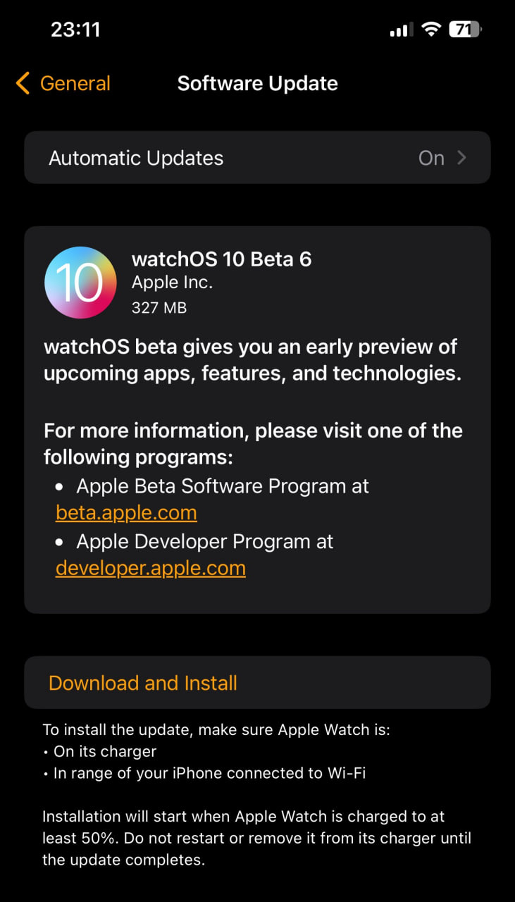 Apple watchOS 10 beta 6