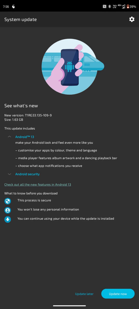 Motorola Edge 20 Android 13 update