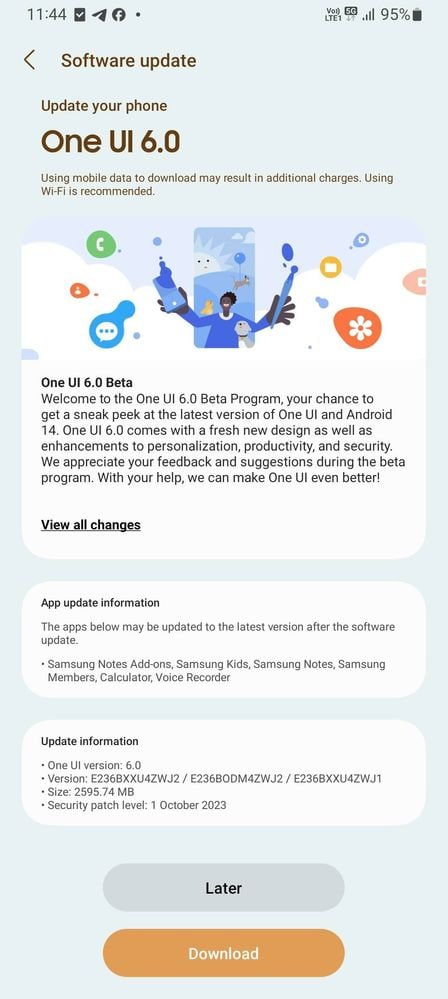 Samsung F23 One UI 6 beta