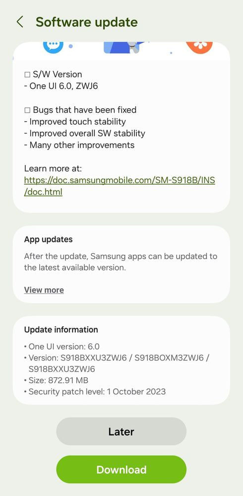 Samsung Galaxy S23 One UI 6 Beta 6