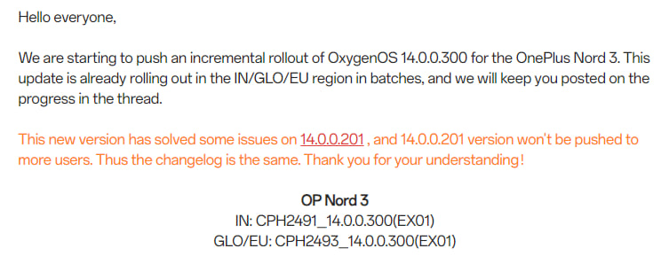  January 2024 update OnePlus Nord 3