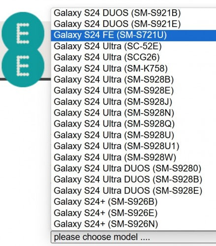 Samsung Galaxy S24 FE model number 