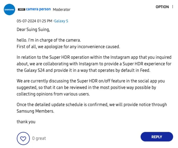 Samsung Super HDR Instagram 