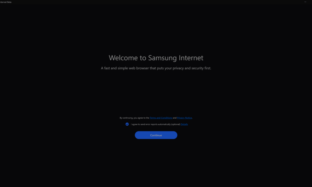 Samsung Internet Browser on Windows